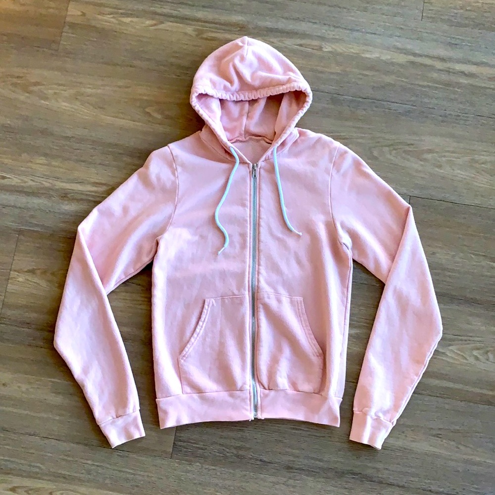 SALE 🦋 Pink AMERICAN APPAREL Classic Zippered Hoodie Sz S